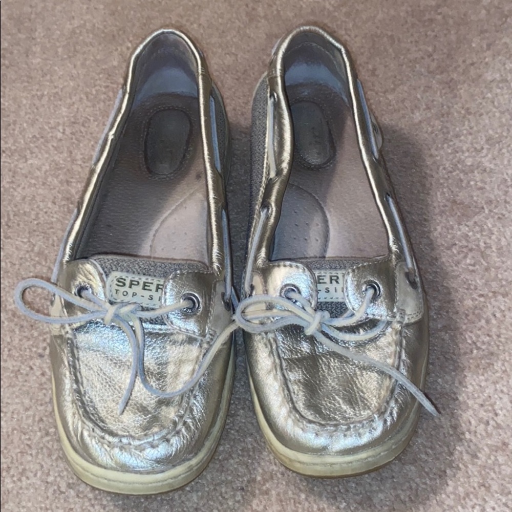Gold Sperry Topsider boat shoes